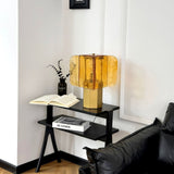 Veloura Curated Amber Art Glass Table Lamp – structural canopy joint detail