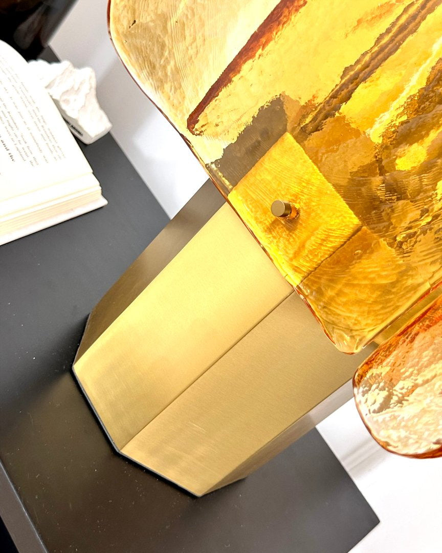 Veloura Curated Amber Art Glass Table Lamp – macro detail view #1