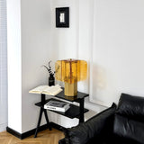 Veloura Curated Amber Art Glass Table Lamp – unlit natural material contrast