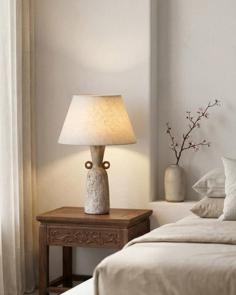 Velric Curated Yellow Travertine Table Lamp – dimensional scale reference