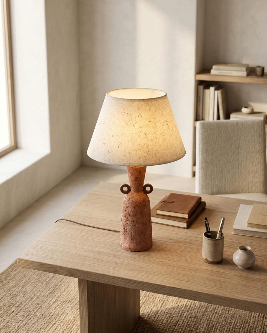 Yellow Travertine craftsmanship detail on Velric Curated Yellow Travertine Table Lamp