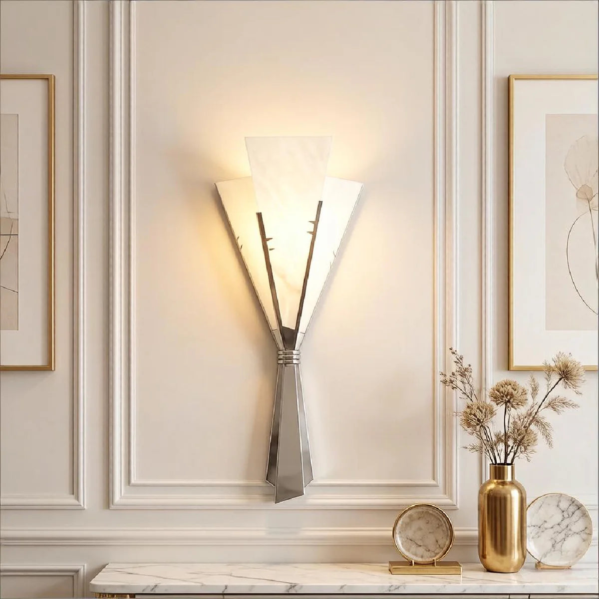 Aluminum Wall Lamp View 5 | Veltris Bouquet Wall Sconce | Imported Spanish Marble & Aluminum | JINSHE | JINSHE