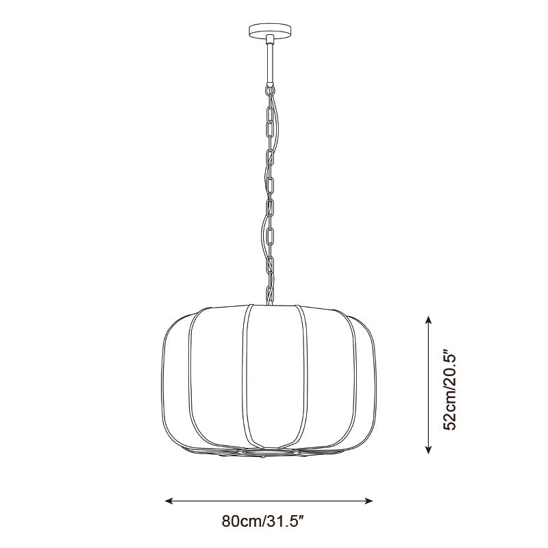 Velune Curated Solid Brass Pendant Light – dimensional scale reference