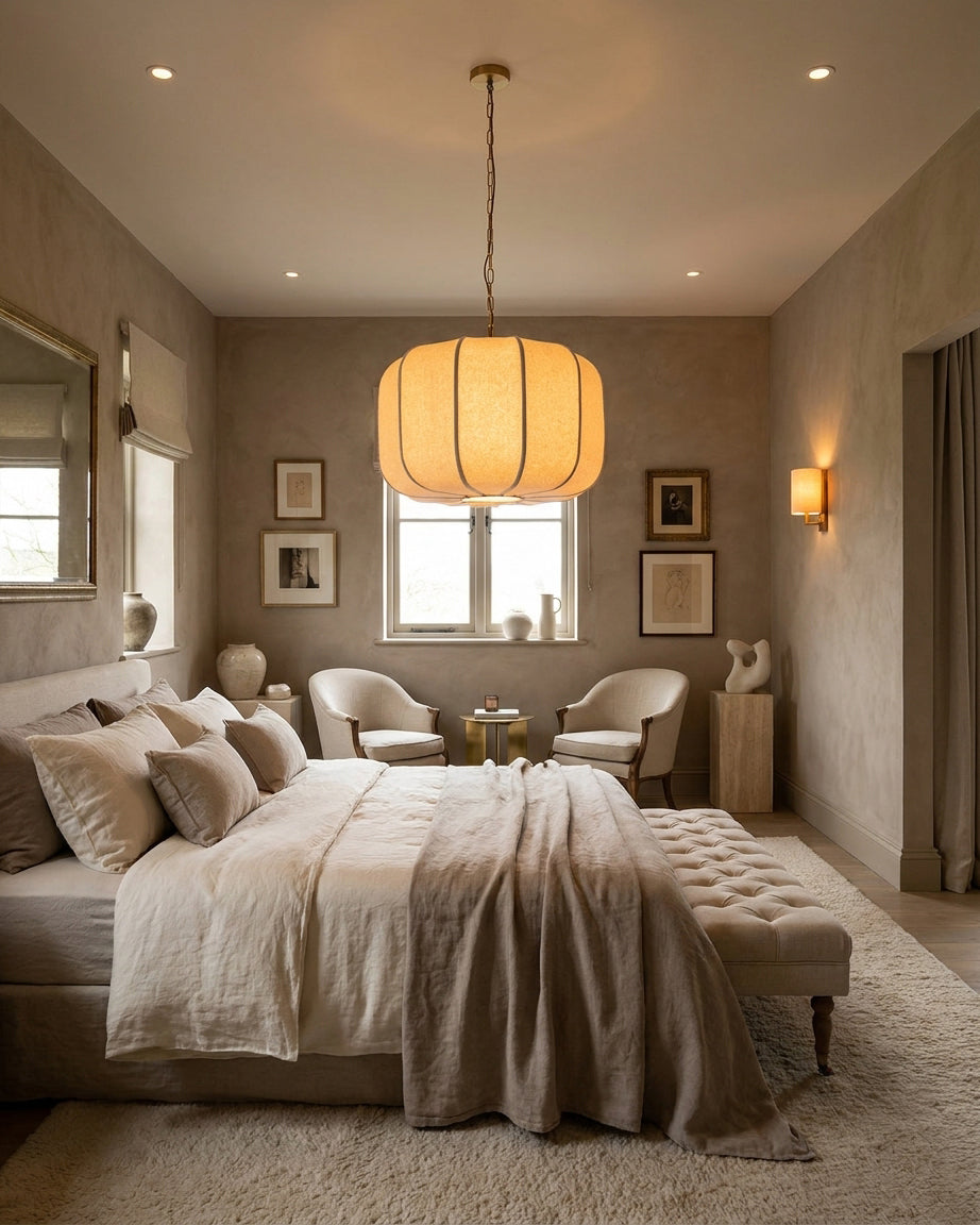 Velune Curated Solid Brass Pendant Light – unlit natural material contrast