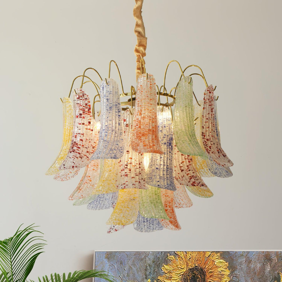 Colorful Murano Style Chandelier – Ambient Illumination in Luxury Interior Setting View 4