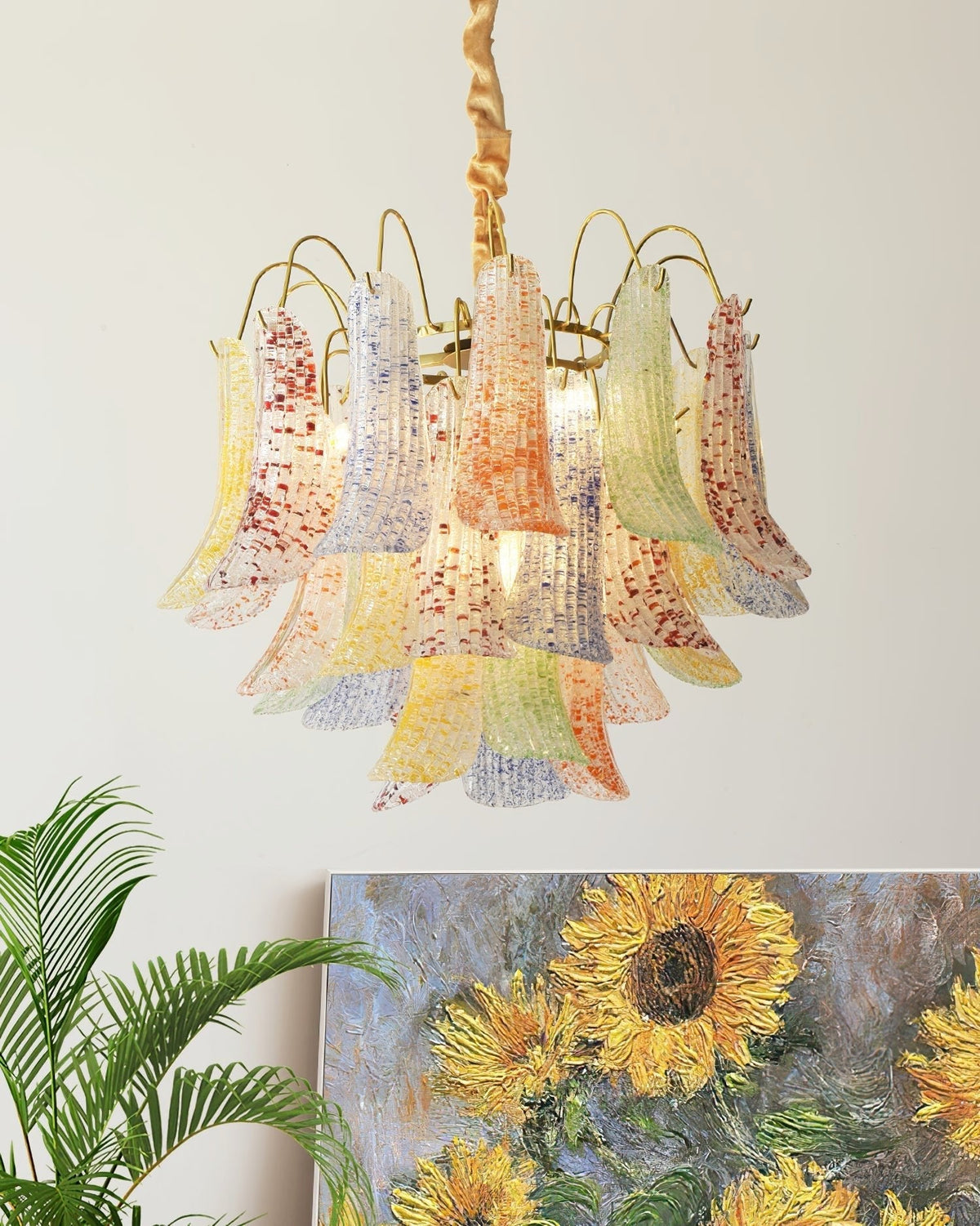 Colorful Murano Style Chandelier – Ambient Illumination in Luxury Interior Setting View 7