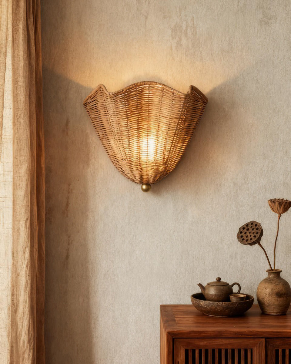 Vera Rattan Curated Woven Rattan Wall Sconce