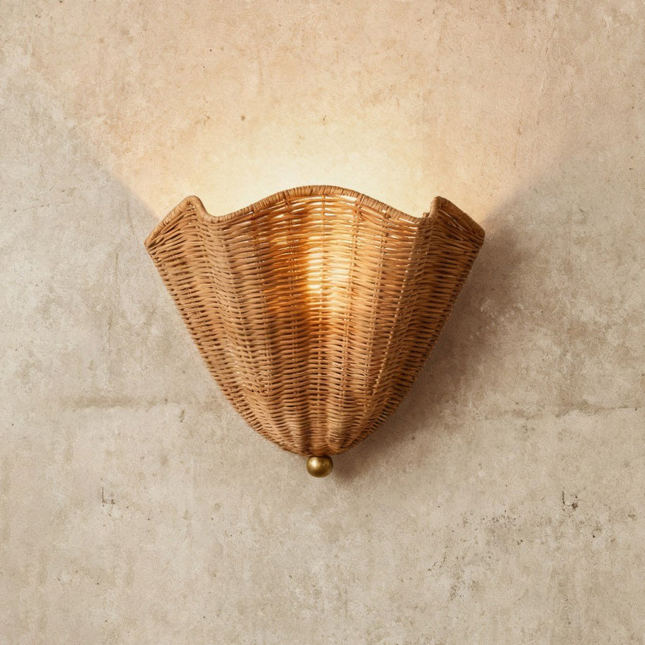 Vera Rattan Curated Woven Rattan Wall Sconce – W 21cm x H 16.5cm  W 8.2 x H 6.5 finish configuration