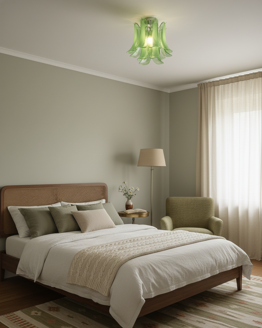 Verdelia Curated Mouth-Blown Frosted Glass Flush – architectural ceiling profile