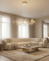 Verena Flora Curated K9 Bohemian Crystal Chandel warm illuminated room view