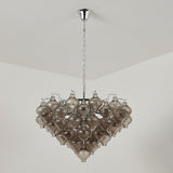 Vetrina Curated Amber Art Glass Chandelier – W 27.5 x H 17.5  Smoky Gray finish configuration