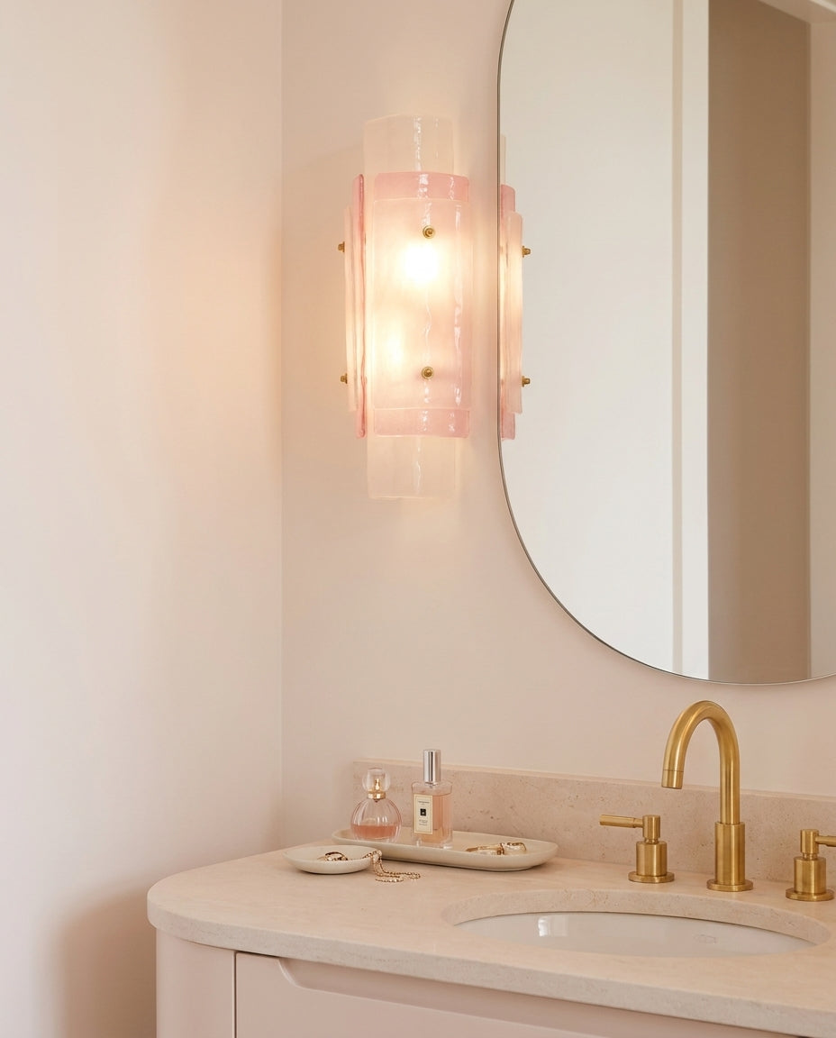 Veyron Curated Mouth-Blown Frosted Glass Wall Sc installed in residential dining space