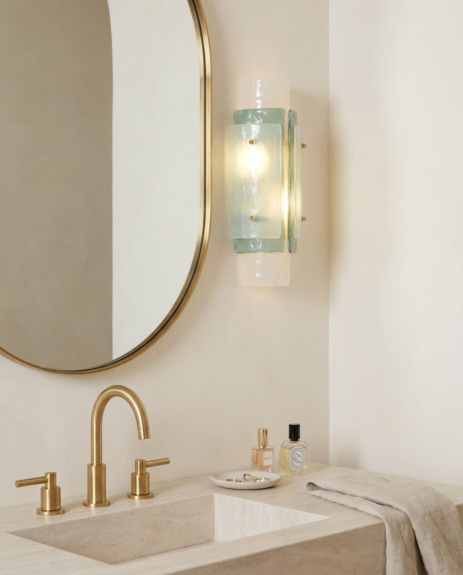 Veyron Curated Mouth-Blown Frosted Glass Wall Sc – handcrafted surface texture