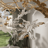 Mouth-Blown Frosted Glass craftsmanship detail on Vine Curated Mouth-Blown Frosted Glass Chandelie