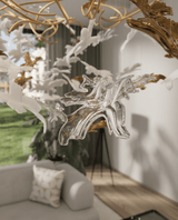 Vine Curated Mouth-Blown Frosted Glass Chandelie – macro detail view