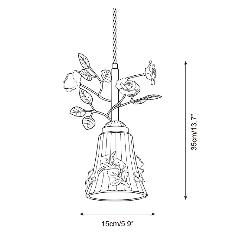 Vinecroft Curated Mouth-Blown Frosted Glass Pend – dimensional scale reference