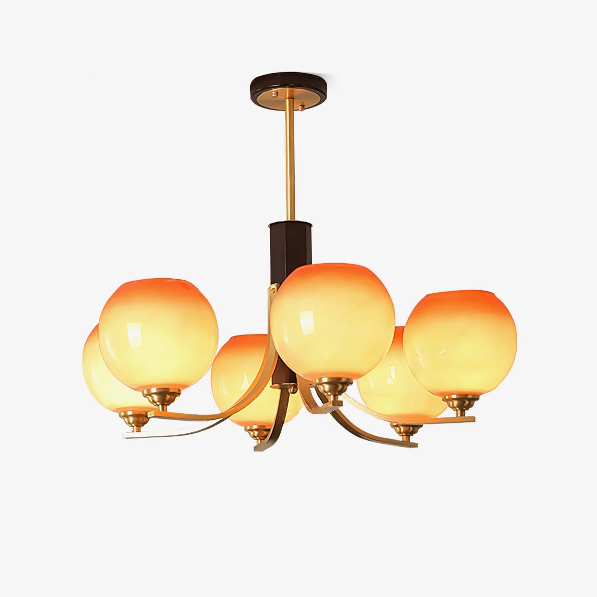 Vintage Caramel Globe Curated Mouth-Blown Froste – Mouth-Blown Frosted Glass Chandelier