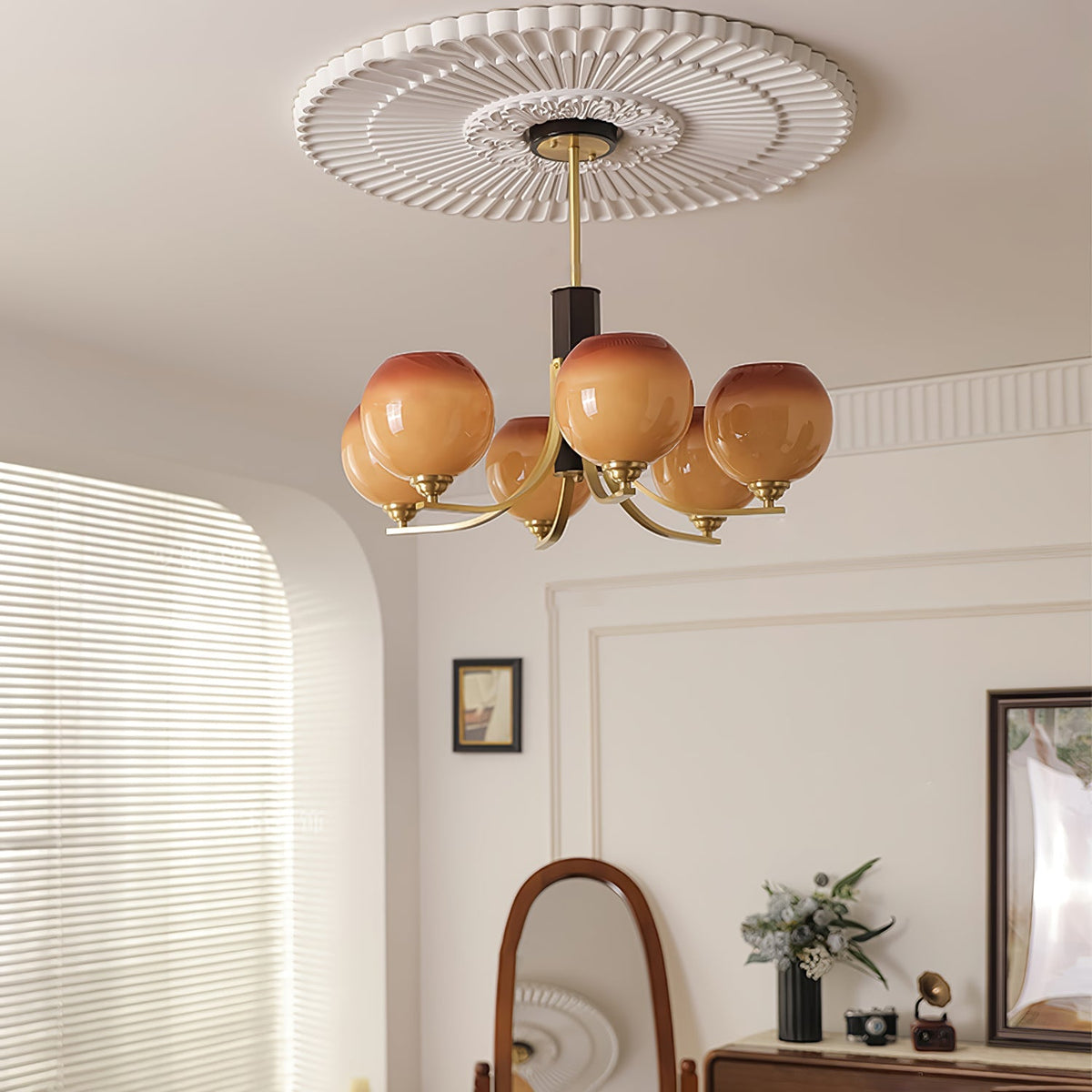 Vintage Caramel Globe Curated Mouth-Blown Froste – structural canopy joint detail