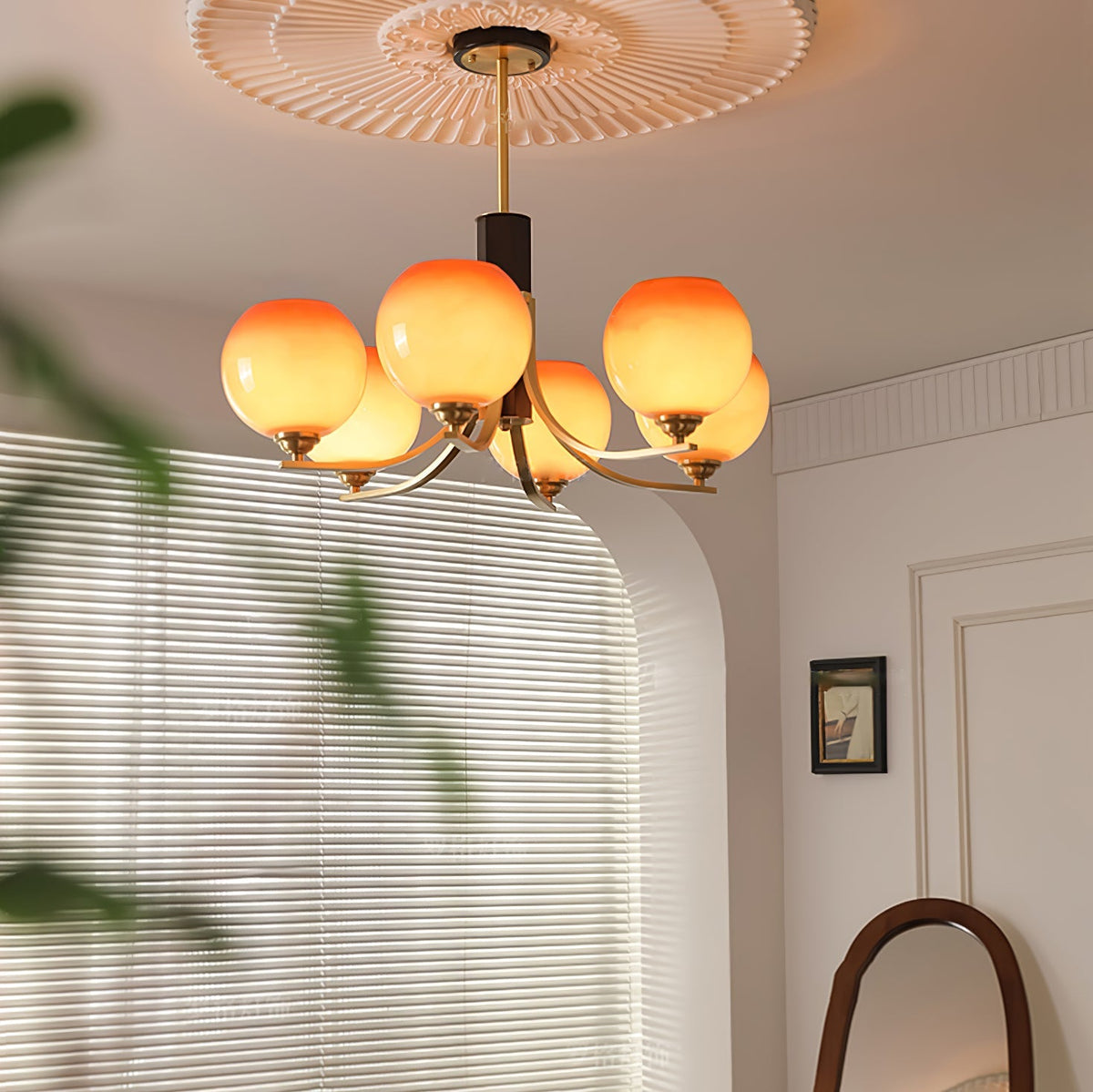 Vintage Caramel Globe Curated Mouth-Blown Froste – unlit natural material contrast