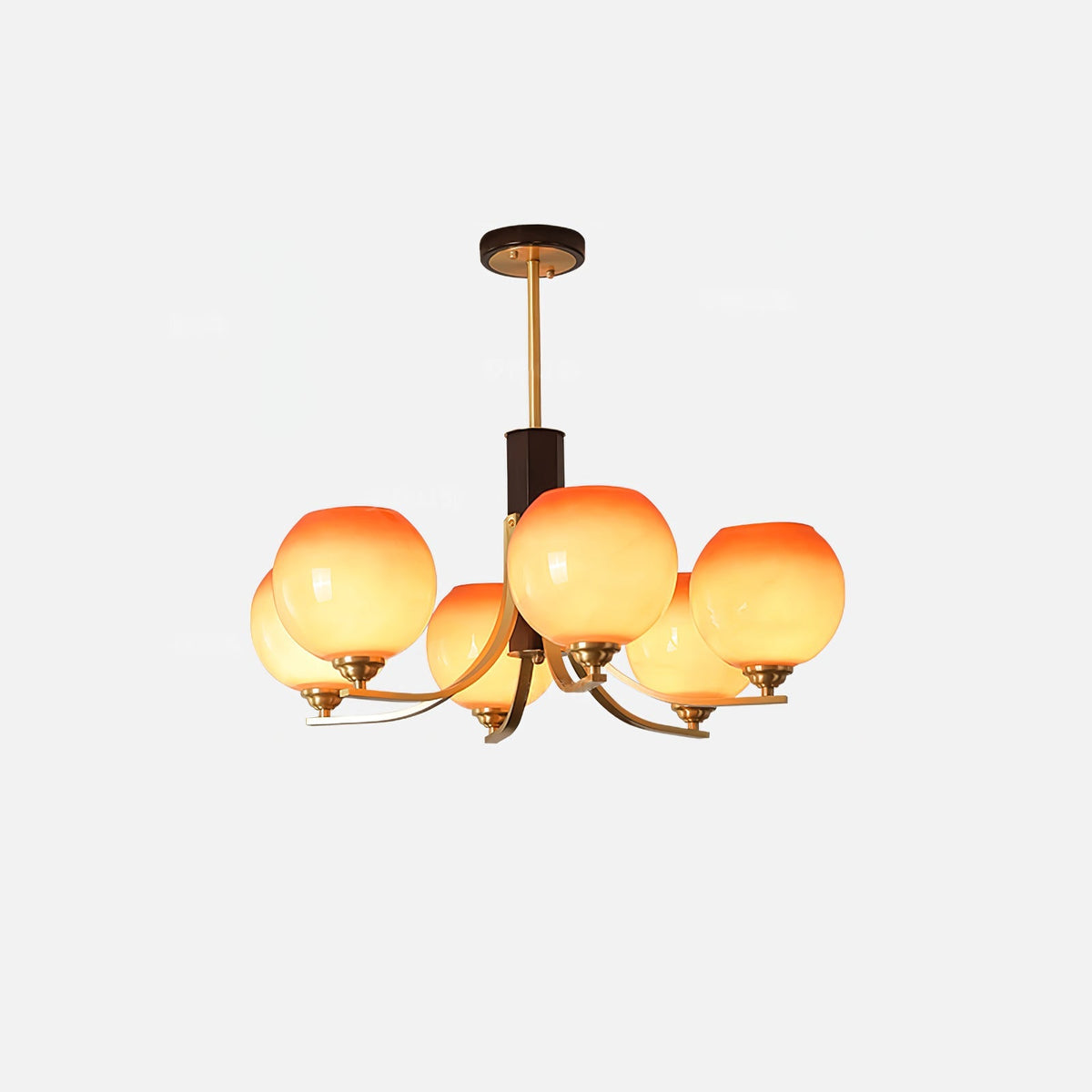 Vintage Caramel Globe Curated Mouth-Blown Froste – 6 heads ∅ 26.8 x H 12.6 finish configuration