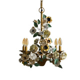 Vintage Floral Curated Iron & Glass Chandelier – architectural ceiling profile