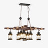 Vintage Wood Glass Chandelier