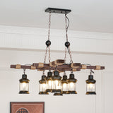 Vintage Wood Glass Chandelier – Ambient Illumination in Luxury Interior Setting View 4