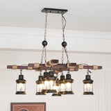 Vintage Wood Glass Chandelier – Ambient Illumination in Luxury Interior Setting View 12