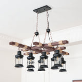 Vintage Wood Glass Chandelier – Ambient Illumination in Luxury Interior Setting View 11