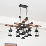 Vintage Wood Glass Chandelier – Ambient Illumination in Luxury Interior Setting View 9