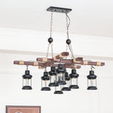 Vintage Wood Glass Chandelier – Ambient Illumination in Luxury Interior Setting View 8