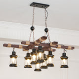Vintage Wood Glass Chandelier – Ambient Illumination in Luxury Interior Setting View 6