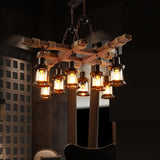 Vintage Wood Glass Chandelier – Ambient Illumination in Luxury Interior Setting View 13