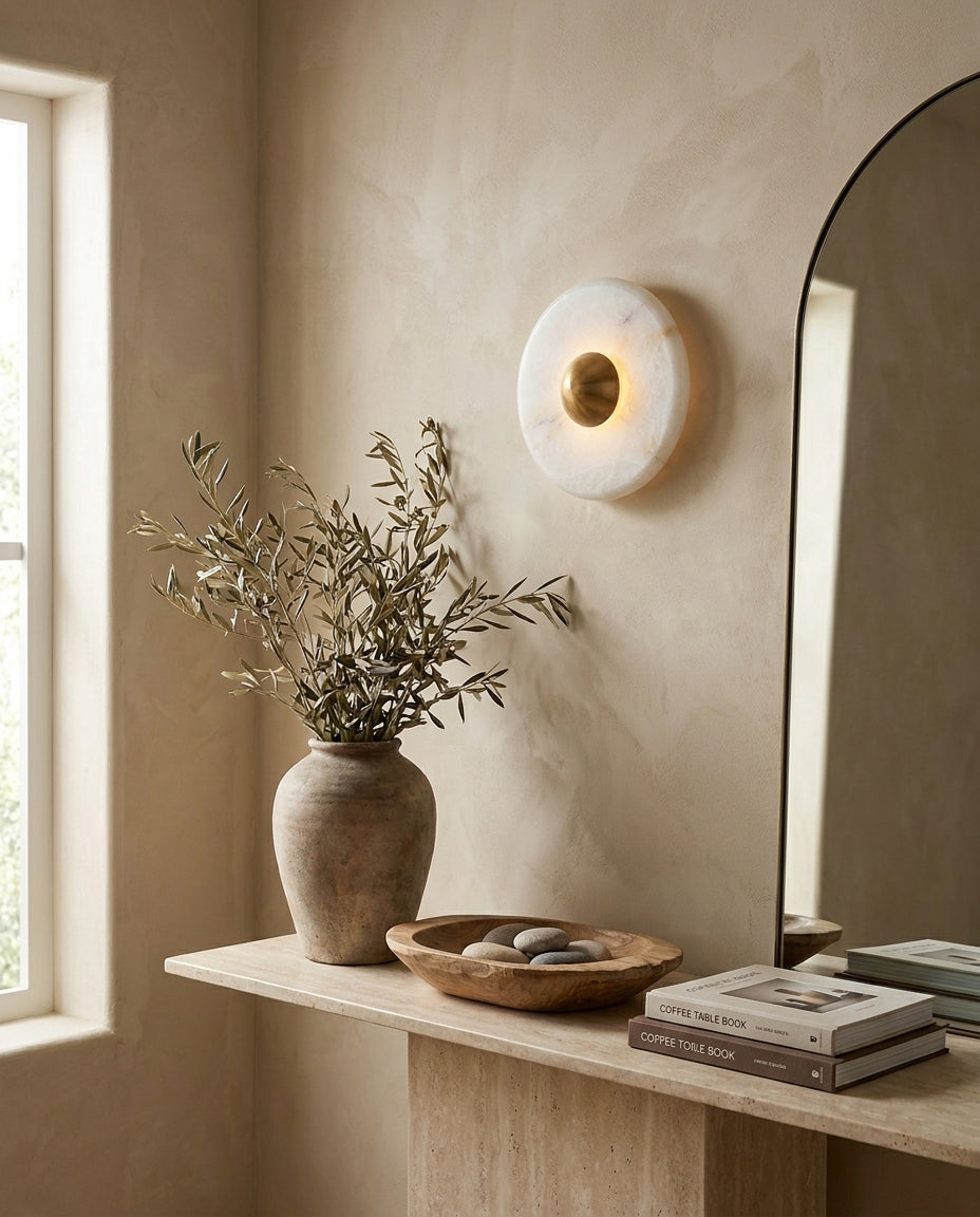 Viola Alabaster Curated Alabaster Wall Sconce – macro detail view