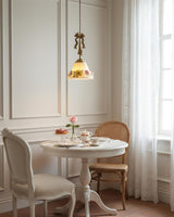 Vionna Curated Mouth-Blown Frosted Glass Pendant – structural canopy joint detail