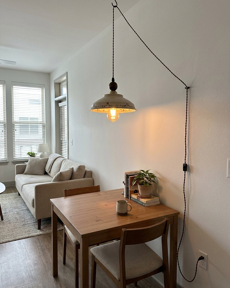 Virella Curated Solid Brass Pendant Light installed in residential dining space