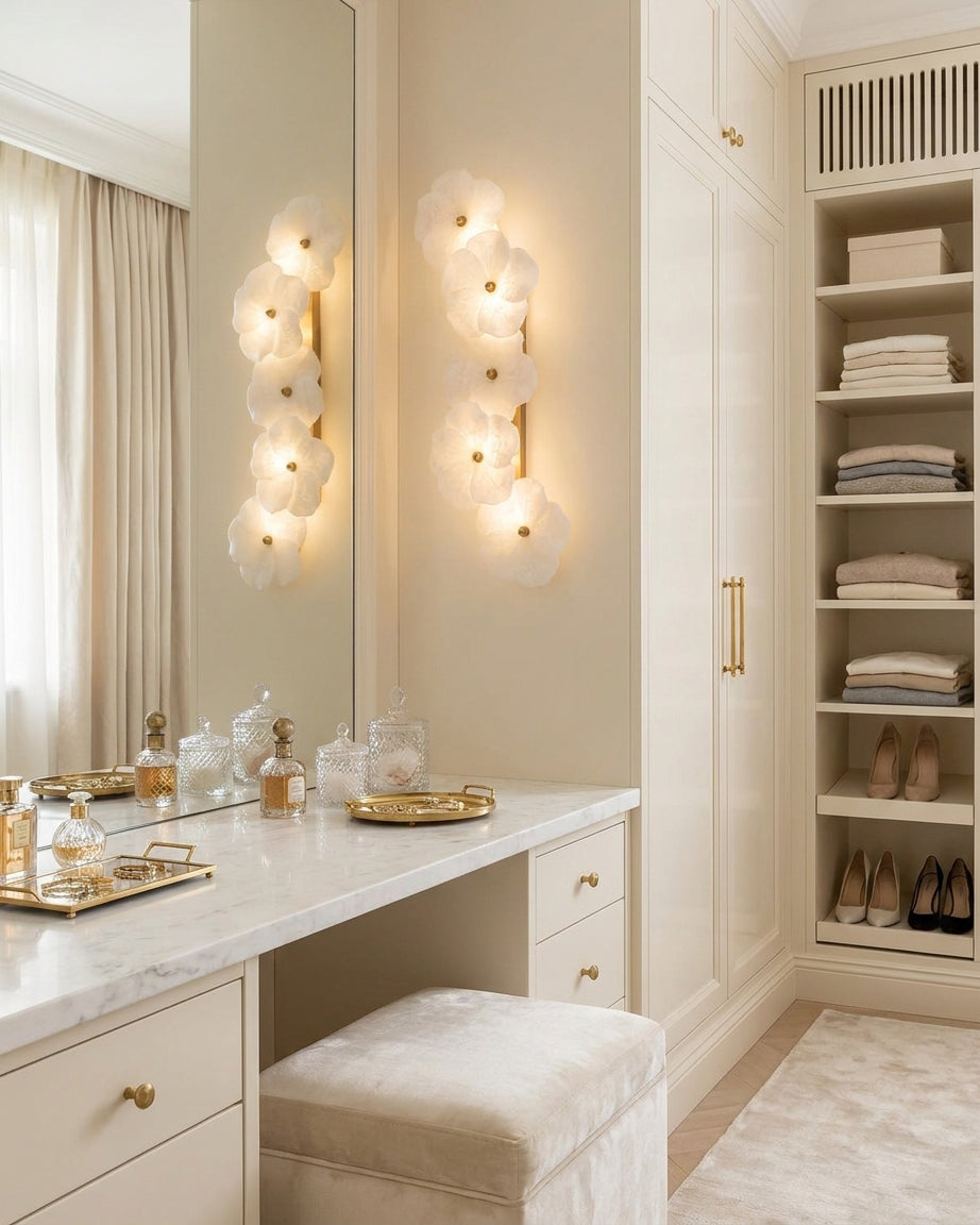 Virelle Alabaster Curated Alabaster Wall Sconce – dimensional scale reference