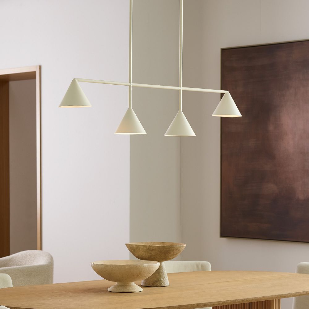 Virelli Cone Curated Iron & Glass Chandelier installed in residential dining space