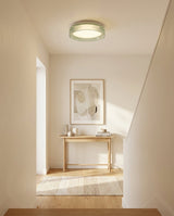 Virello Curated Amber Art Glass Flush Mount Ceil installed in residential dining space