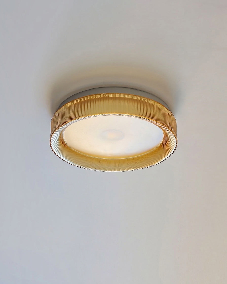 Virello Curated Amber Art Glass Flush Mount Ceil – full fixture elevation view