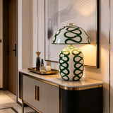 Hand-cast Plaster Table Lamp View 3 | Vividra Curve Hand-Painted Ceramic Table Lamp | Nordic Luxury Bedside Light | JINSHE | JINSHE