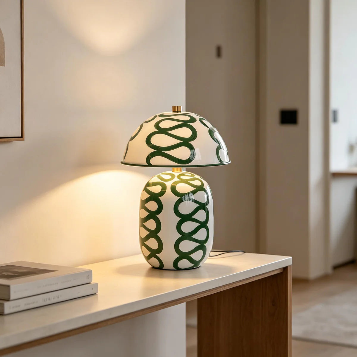 Hand-cast Plaster Table Lamp View 6 | Vividra Curve Hand-Painted Ceramic Table Lamp | Nordic Luxury Bedside Light | JINSHE | JINSHE