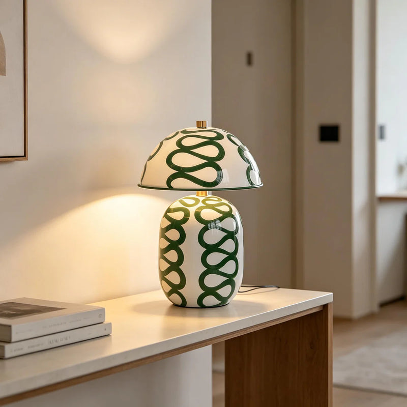 Hand-cast Plaster Table Lamp View 6 | Vividra Curve Hand-Painted Ceramic Table Lamp | Nordic Luxury Bedside Light | JINSHE | JINSHE