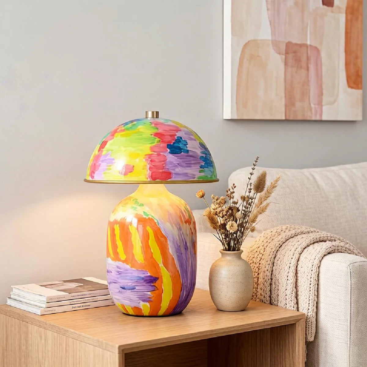 Black Walnut Wood Table Lamp View 5 | Vividra Mushroom Table Lamp - Walnut | JINSHE | JINSHE
