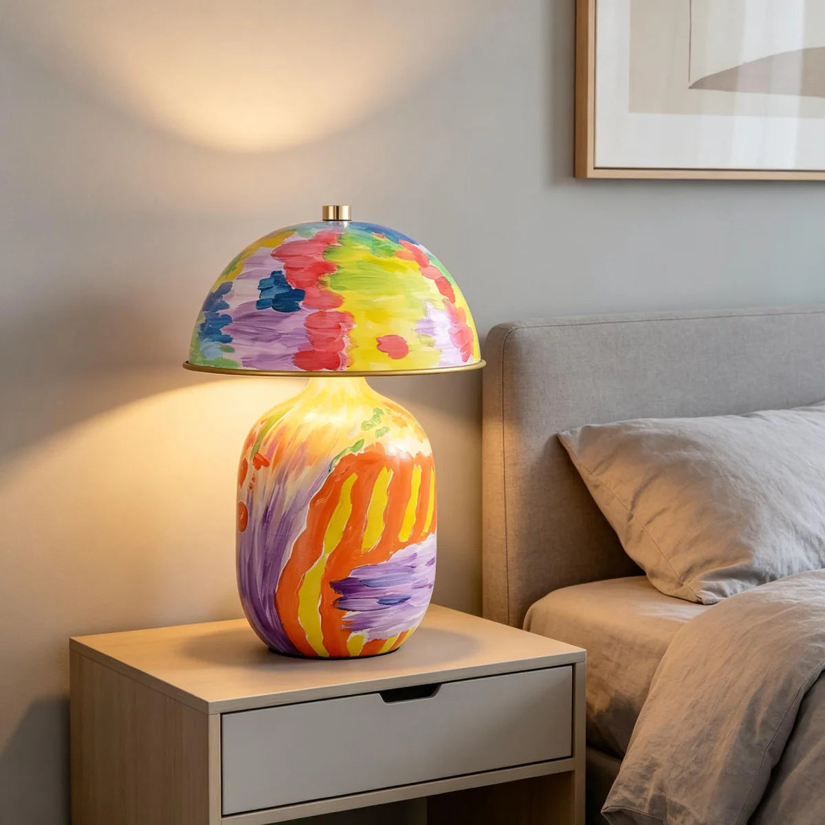 Black Walnut Wood Table Lamp View 3 | Vividra Mushroom Table Lamp - Walnut | JINSHE | JINSHE