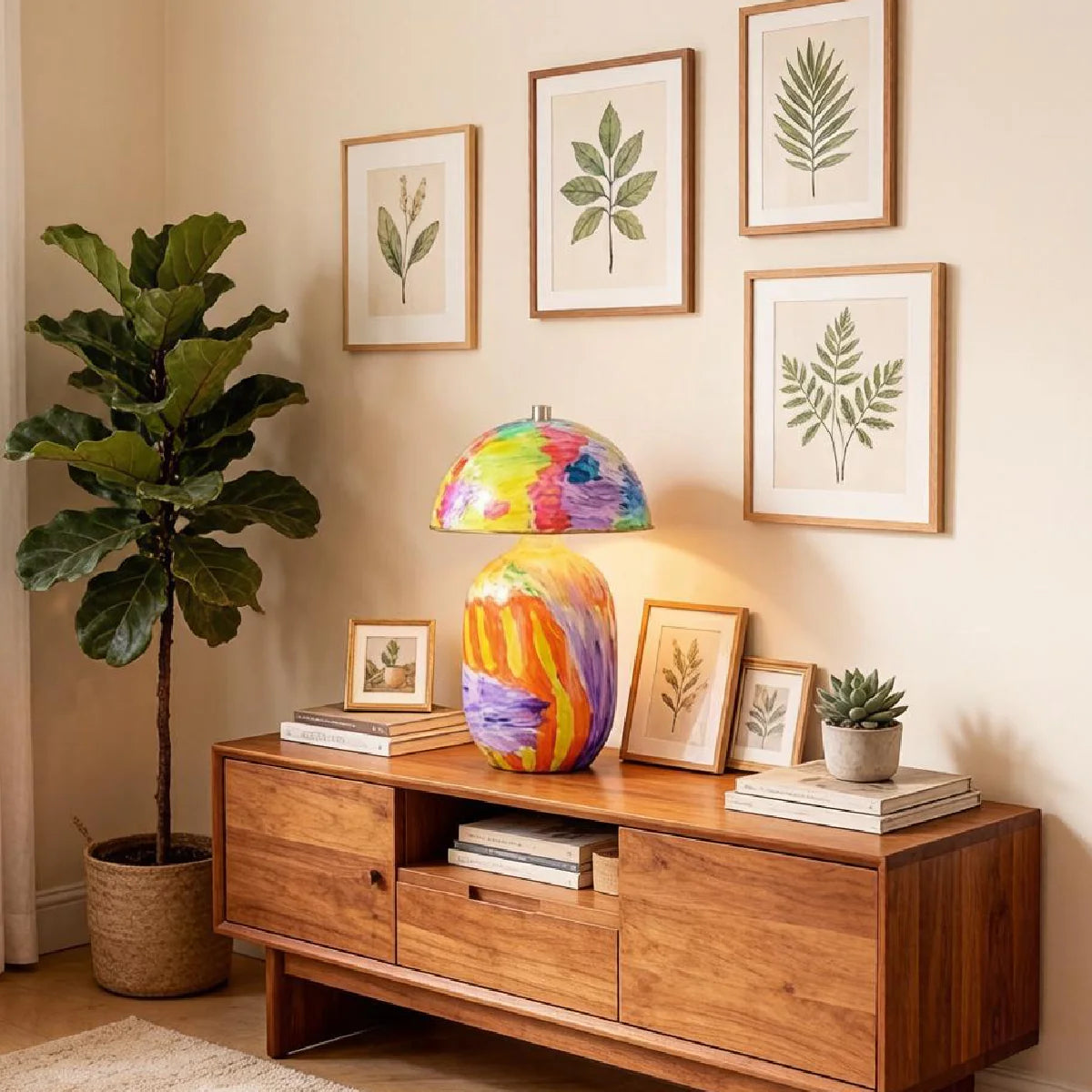 Black Walnut Wood Table Lamp View 4 | Vividra Mushroom Table Lamp - Walnut | JINSHE | JINSHE