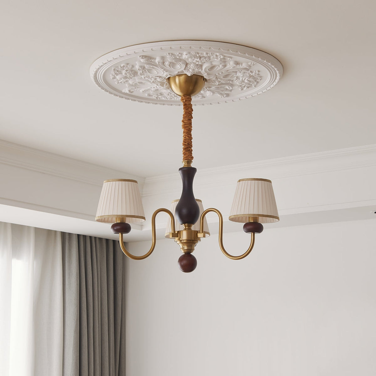 Walden Pleat Curated Solid Hardwood Chandelier – spatial dining room perspective
