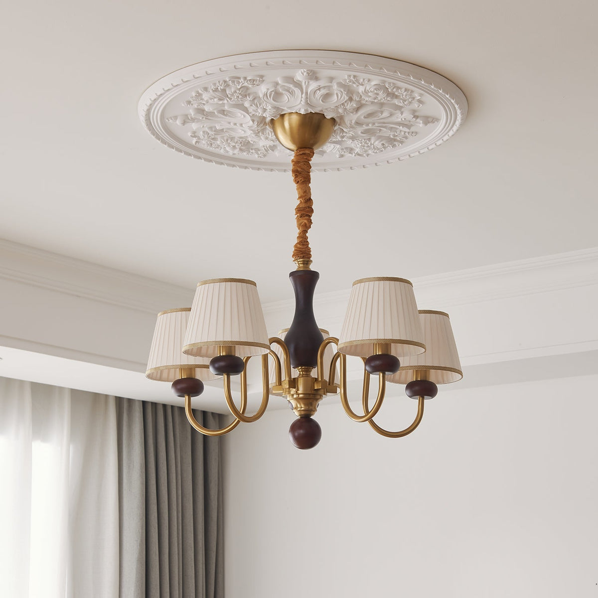 Walden Pleat Curated Solid Hardwood Chandelier – structural canopy joint detail