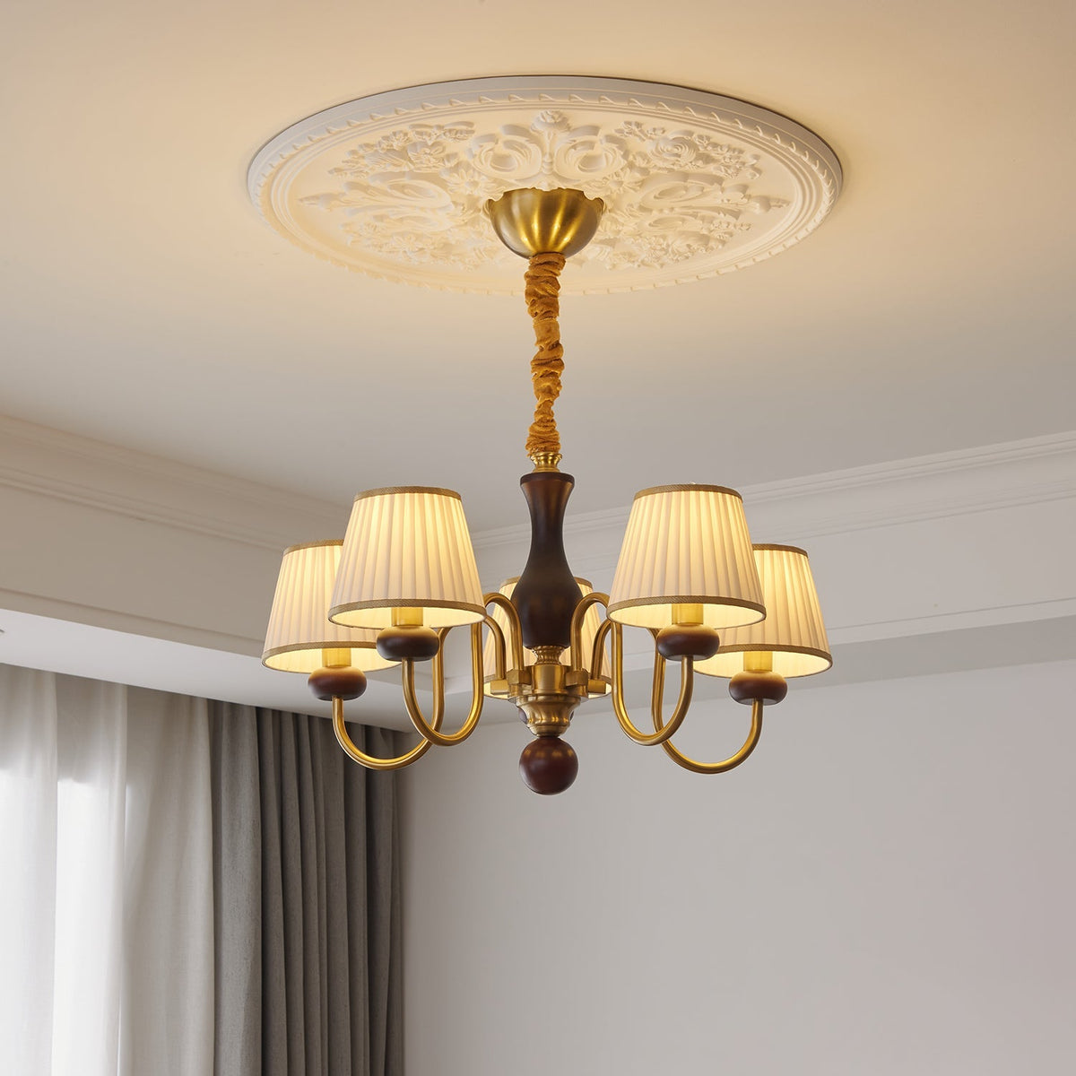 Walden Pleat Curated Solid Hardwood Chandelier – handcrafted surface texture