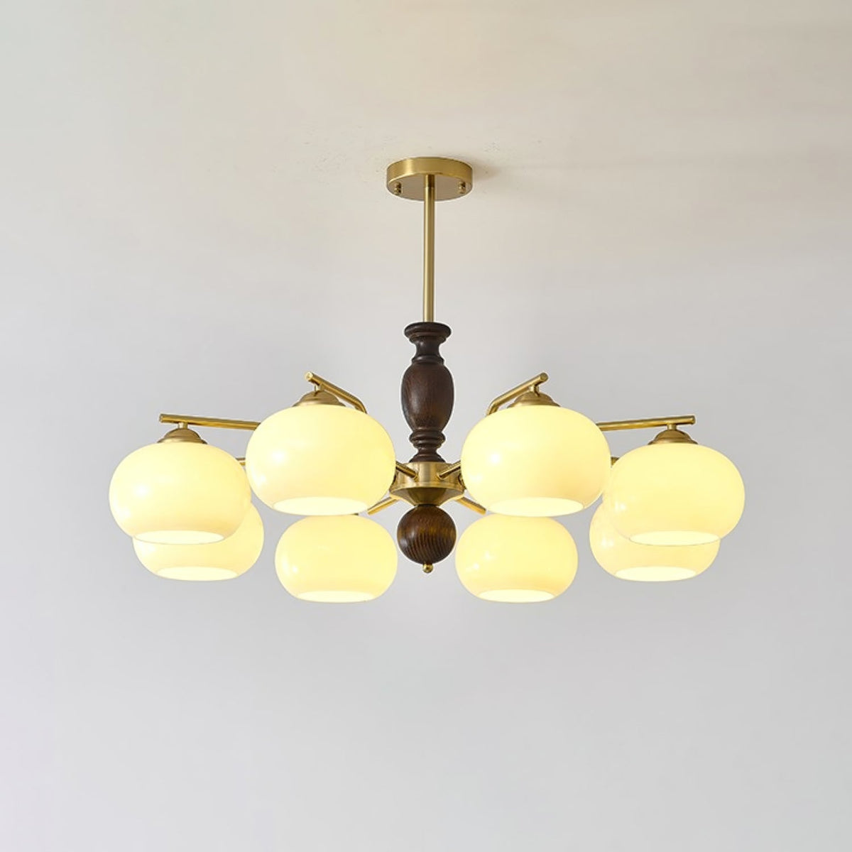 Walnut Beige Orb Curated Mouth-Blown Frosted Gla – 8 heads ∅ 35.4 x H 13.8 finish configuration